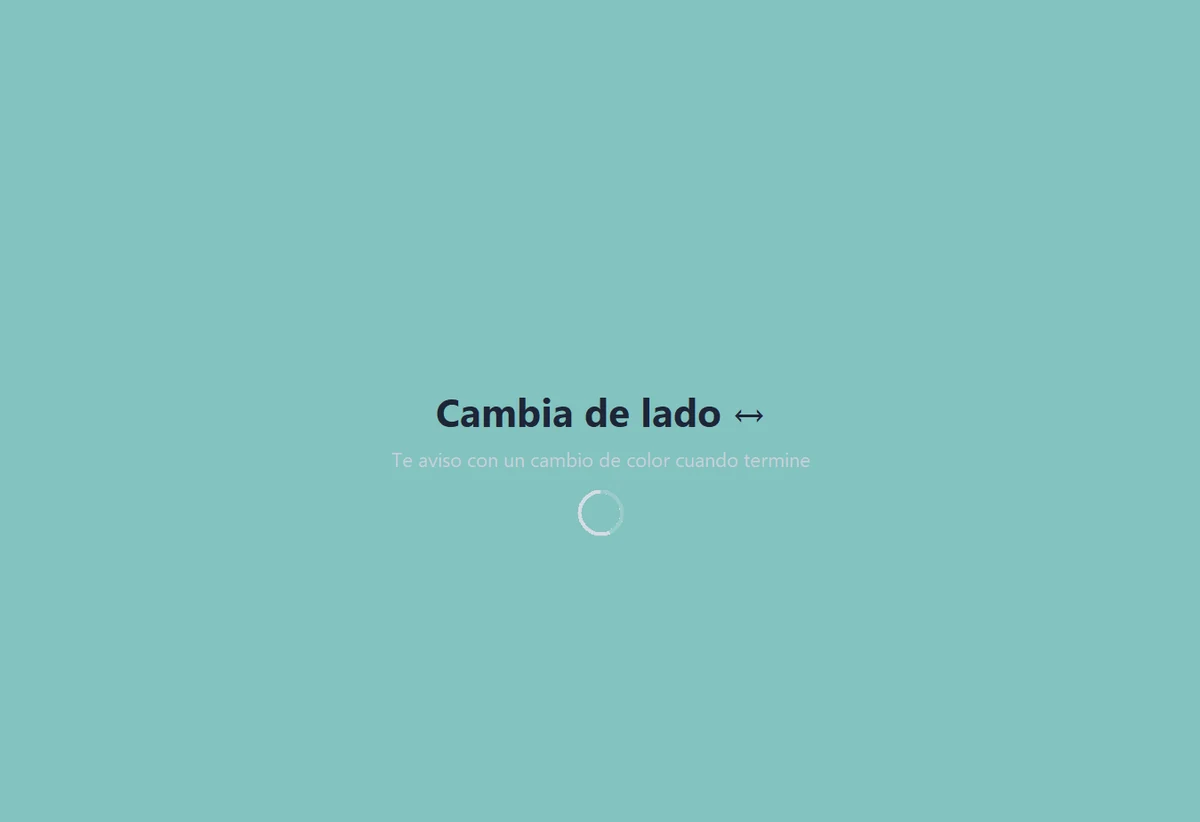 Durante la pausa la pantalla queda en calma; un destello de color indica el cambio de lado.